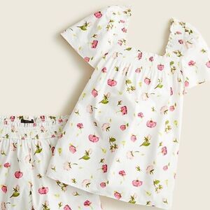 NWT J.Crew Smocked Cotton Poplin Pajama Top in Rosebud Floral Size‎ XXS BF308